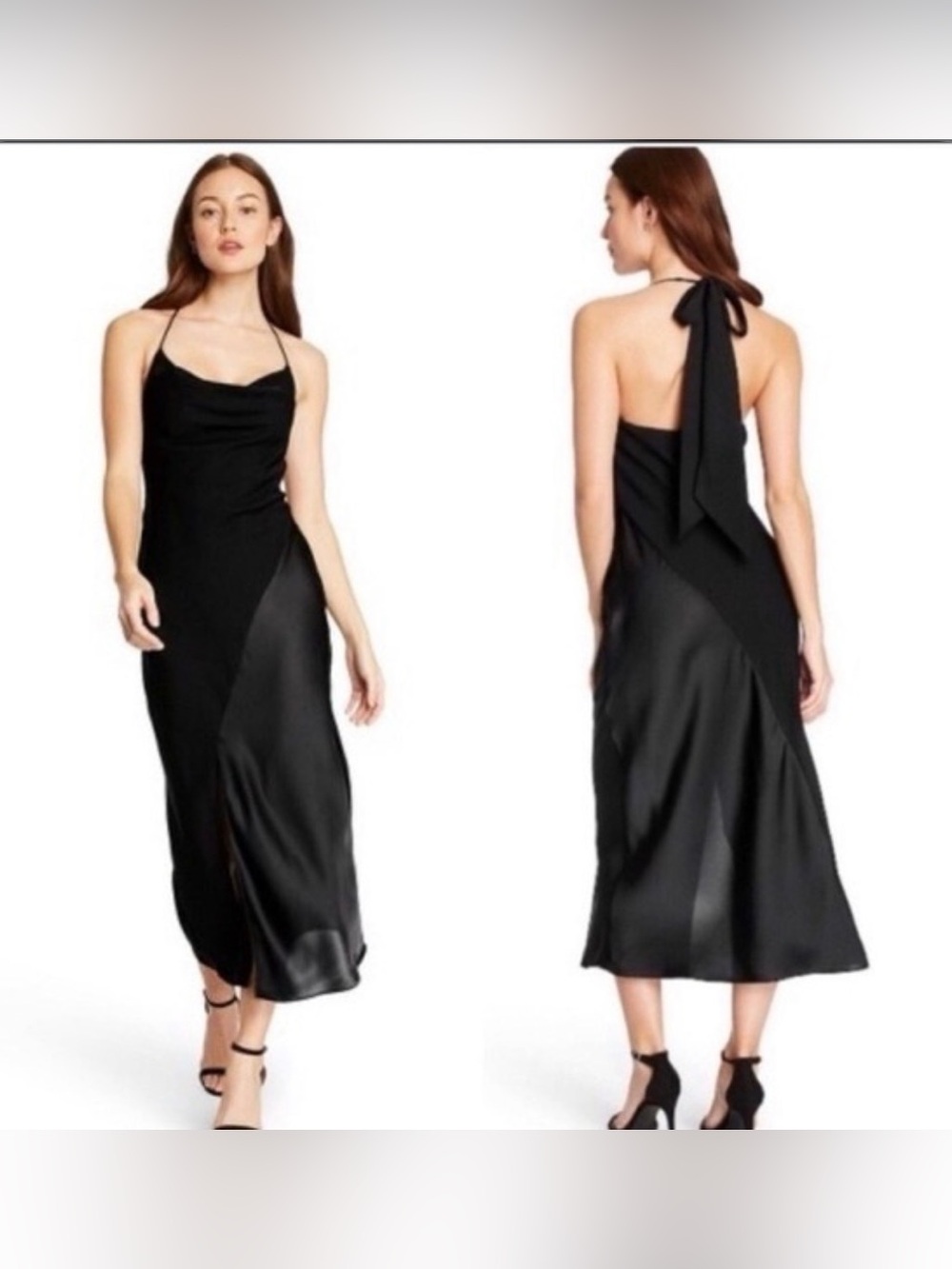 CUSHNIE X Target Women's Black Asymmetric Draped Slip Dress